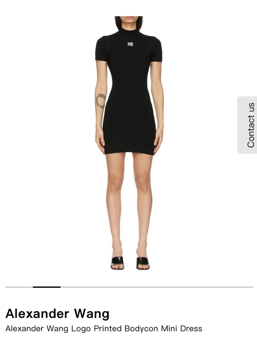 Alexander Wang Black Logo-Print Short-Sleeve Bodycon Mini Dress